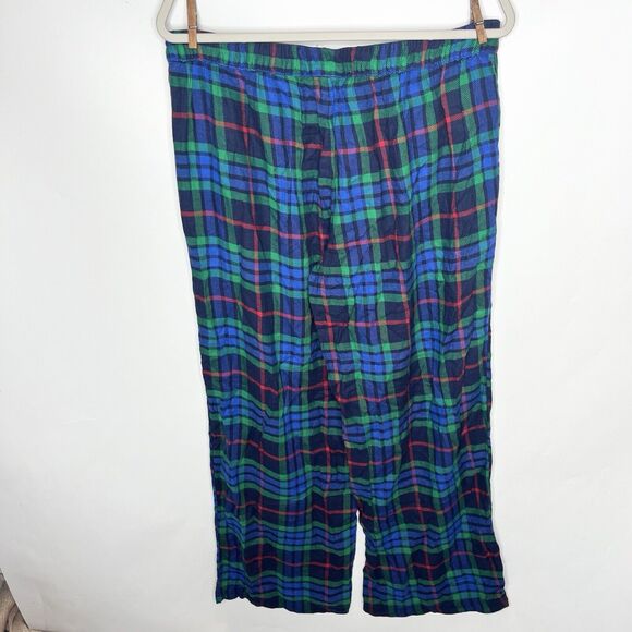 NWT Aerie Flannel Skater Plaid Pajama Pant Green & Blue Woman’s Size Large - Picture 3 of 9